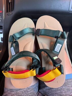 Suicoke Depa-Cab sandals in tan/black/green/red/yellow